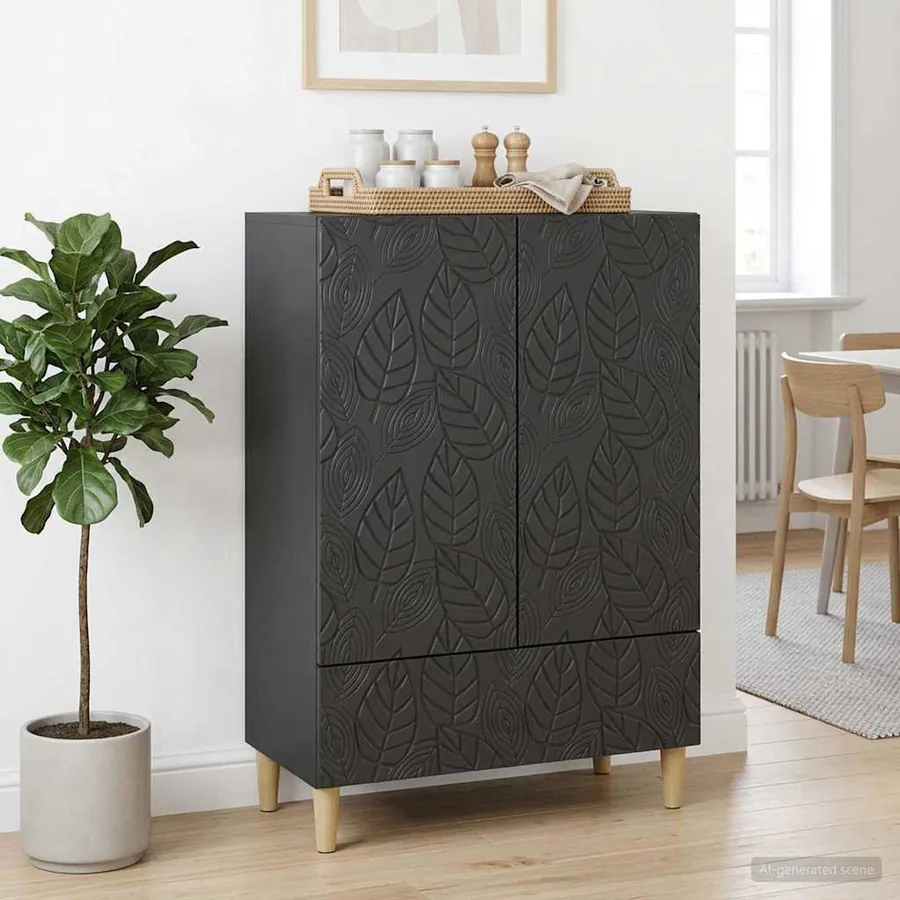 Buffet Noir 66 x 34,5 x 95 cm Bois d'ingénierie