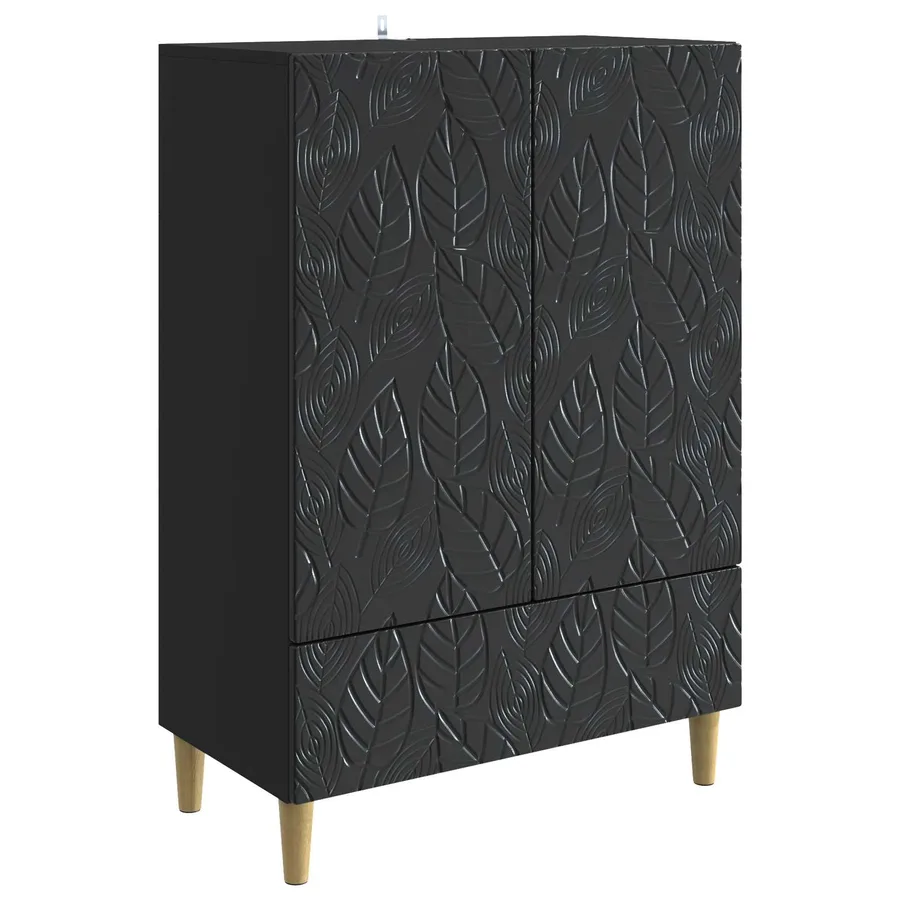 Buffet Noir 66 x 34,5 x 95 cm Bois d'ingénierie - 2