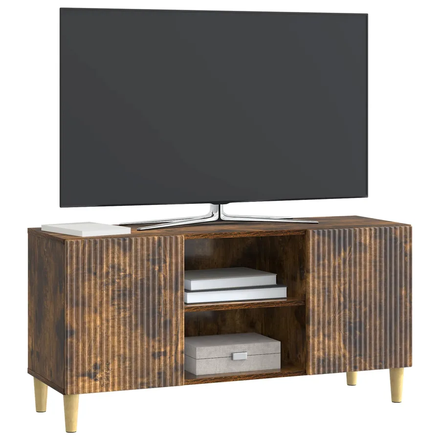 Meuble TV Chêne fumé 102 x 34,5 x 50 cm Bois d'ingénierie - 3