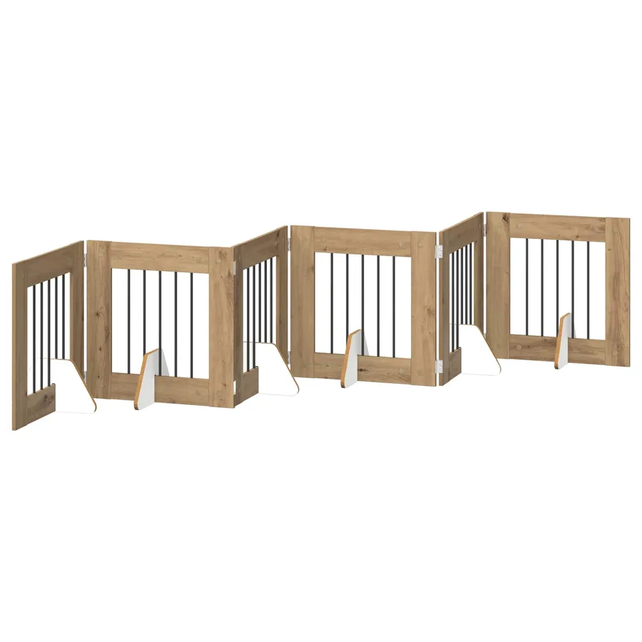 Porte de chien pliable avec supports 6 pcs Chêne artisanal - 2