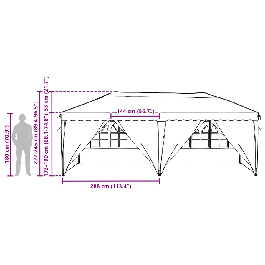 Tente de fête pop-up 575 x 288 x 245 cm Marron - 19