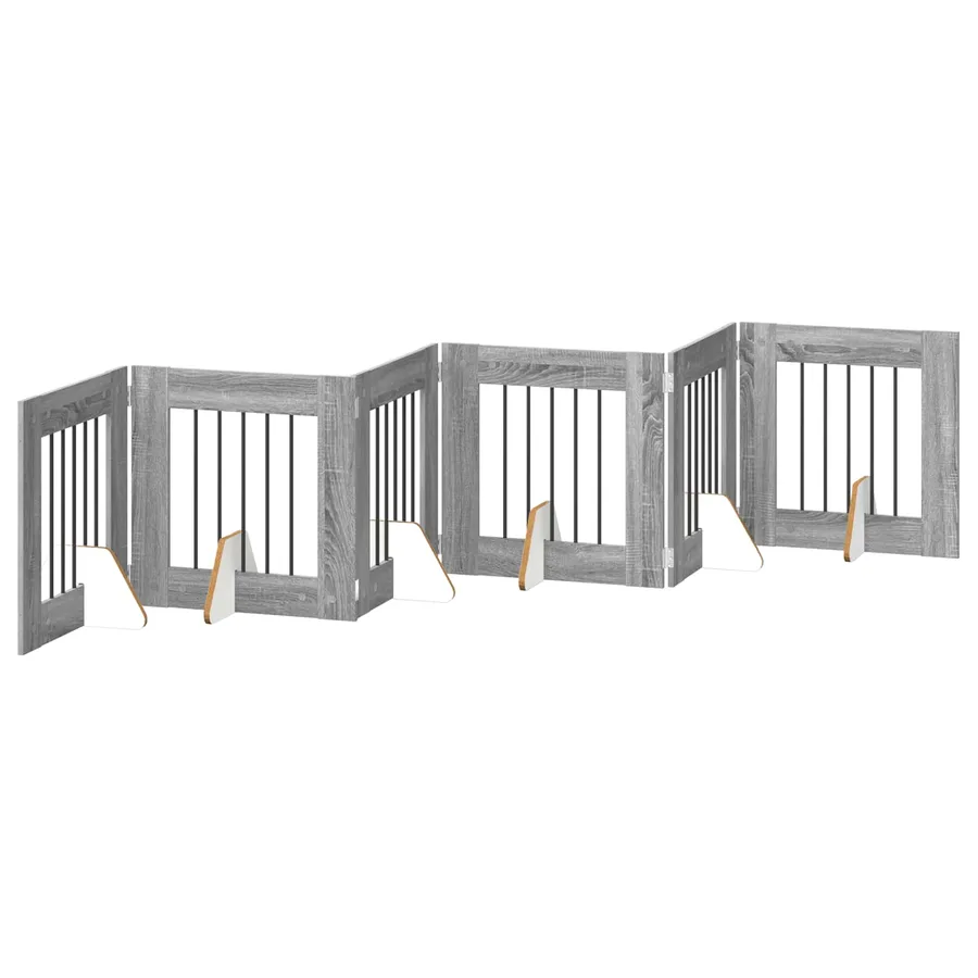 Porte de chien pliable avec supports 6 pcs Sonoma gris 362 cm - 2