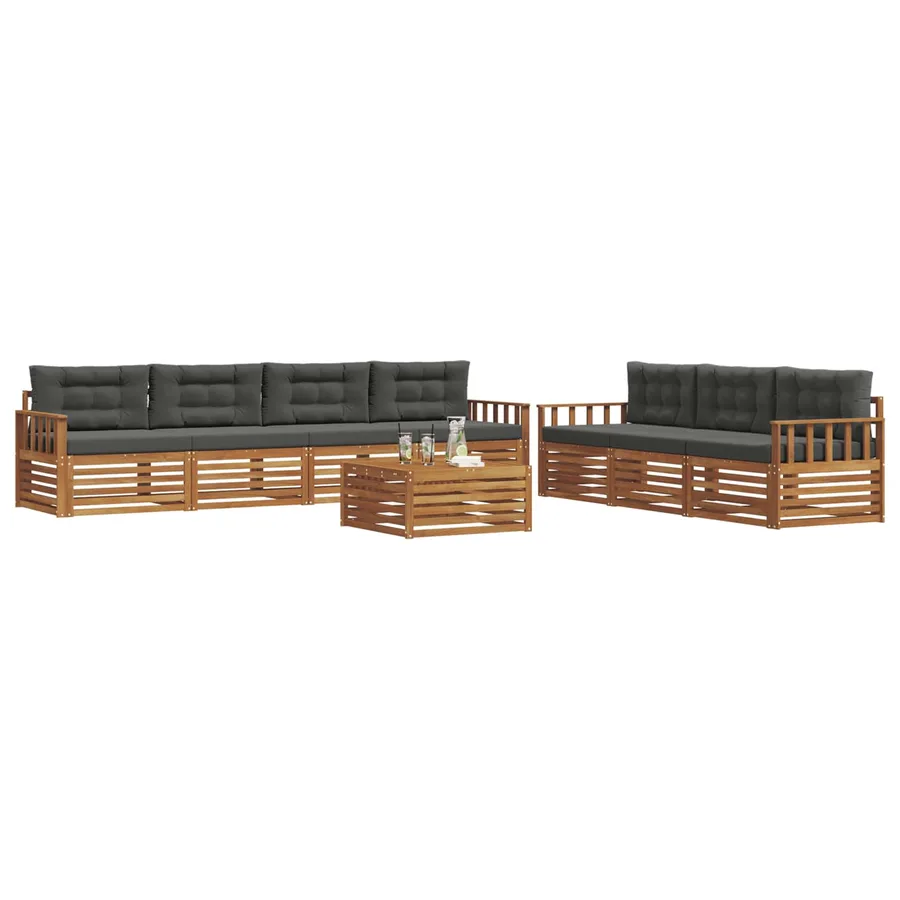 Ensemble de canapés d'extérieur 8 pcs Naturel et Anthracite - 3