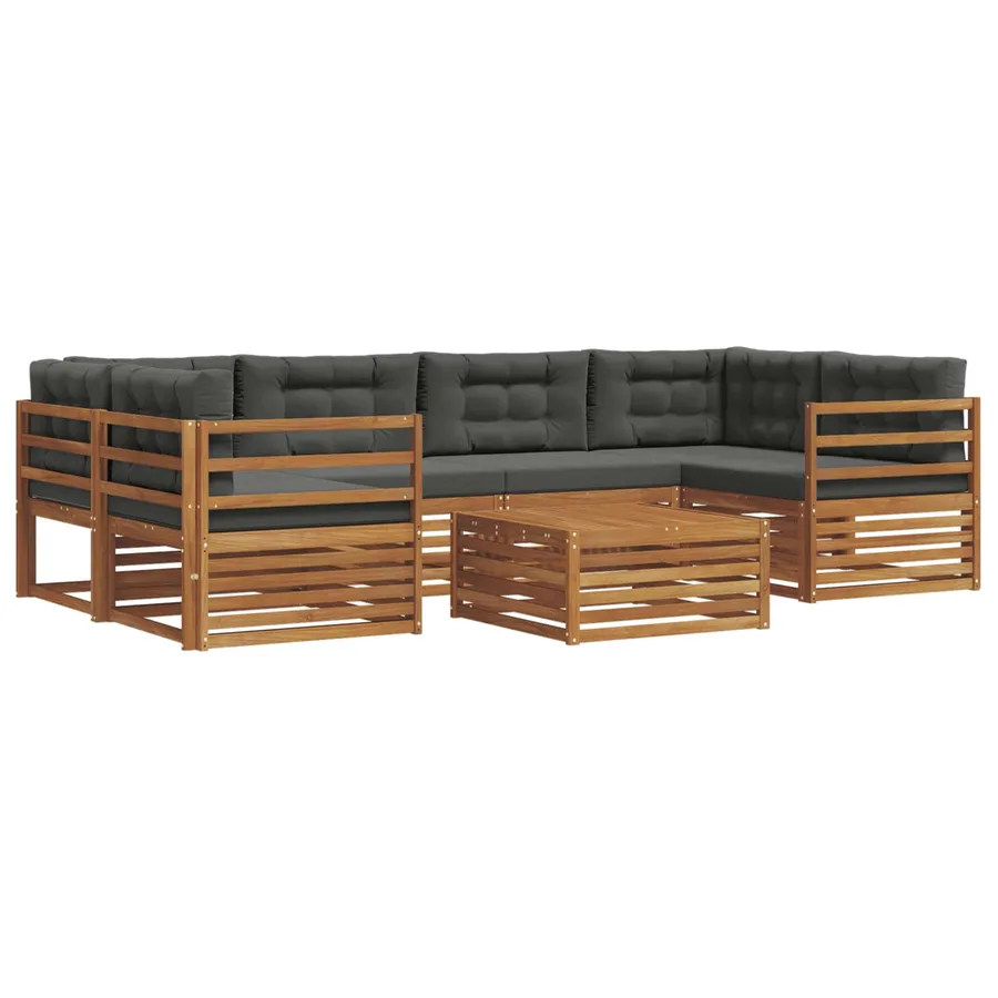 Ensemble de canapés d'extérieur 7 pcs Naturel et Anthracite - 2