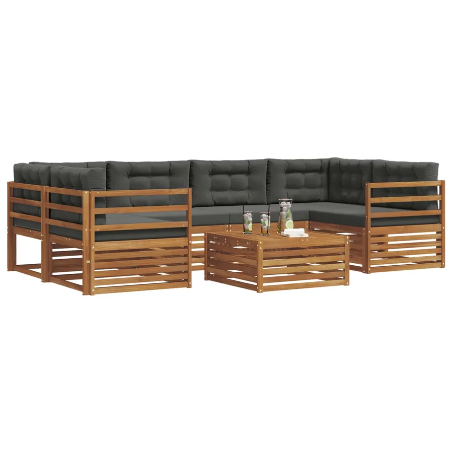 Ensemble de canapés d'extérieur 7 pcs Naturel et Anthracite - 3