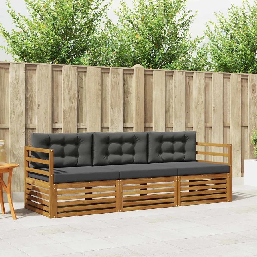 Ensemble de canapés d'extérieur 3 pcs Naturel et Anthracite