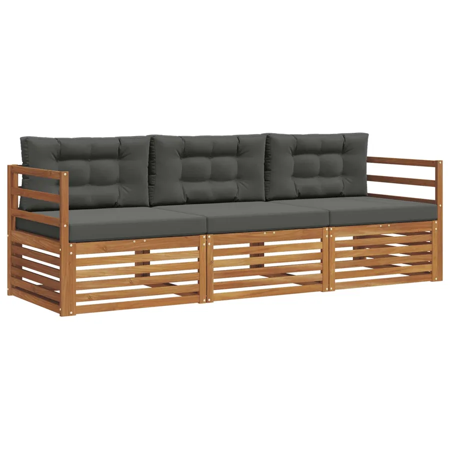 Ensemble de canapés d'extérieur 3 pcs Naturel et Anthracite - 2
