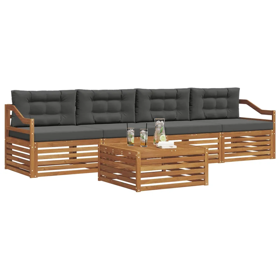 Ensemble de canapés d'extérieur 5 pcs Naturel et Anthracite - 3