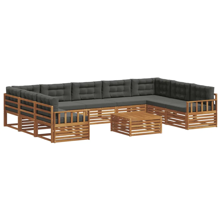 Ensemble de canapés d'extérieur 10 pcs Naturel et Anthracite - 2