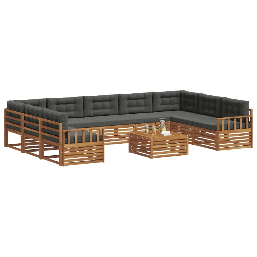 Ensemble de canapés d'extérieur 10 pcs Naturel et Anthracite - 3