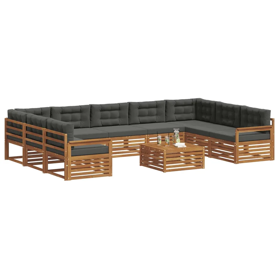 Ensemble de canapés d'extérieur 10 pcs Naturel et Anthracite - 3