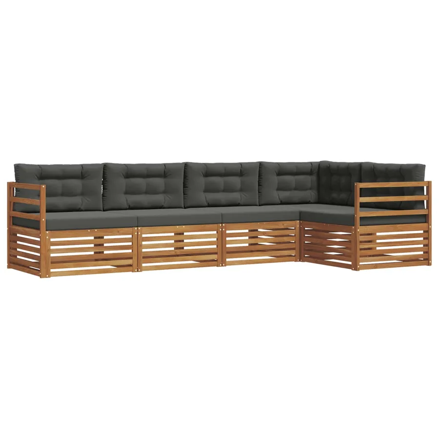 Ensemble de canapés d'extérieur 5 pcs Naturel et Anthracite - 2