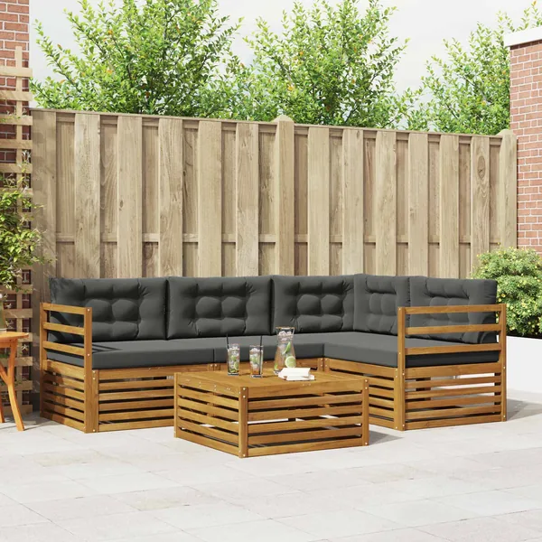 Ensemble de canapés d'extérieur 5 pcs Naturel et Anthracite