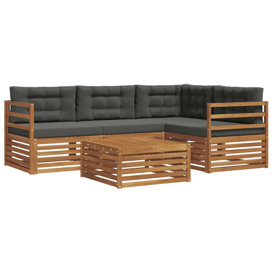 Ensemble de canapés d'extérieur 5 pcs Naturel et Anthracite - 2