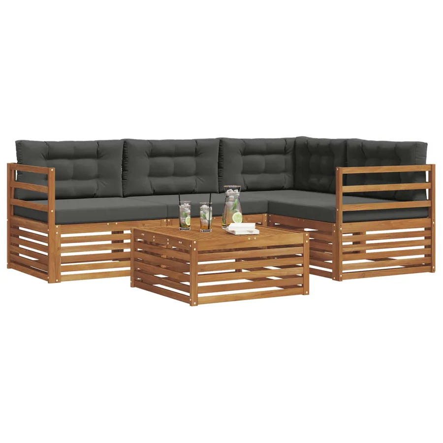 Ensemble de canapés d'extérieur 5 pcs Naturel et Anthracite - 3