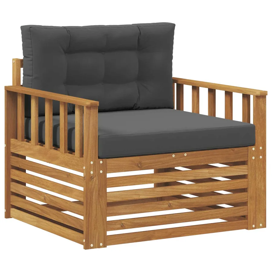 Canapé d’extérieur Bois d'acacia massif et polyester - 2