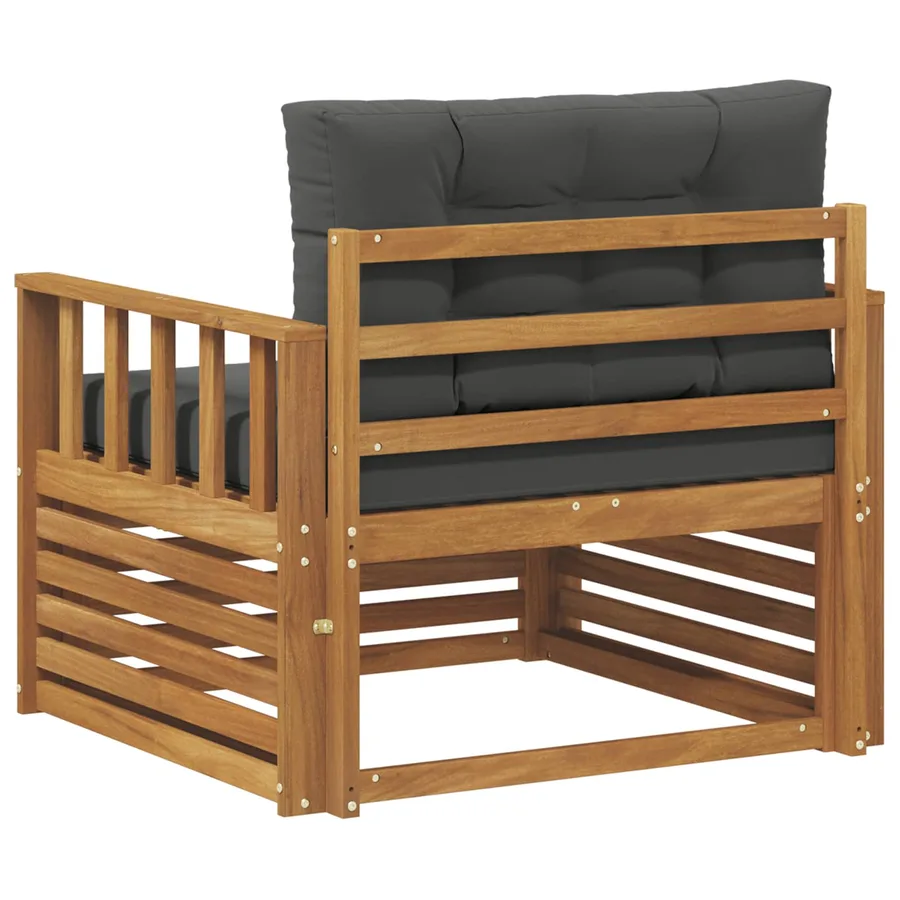 Canapé d’extérieur Bois d'acacia massif et polyester - 5