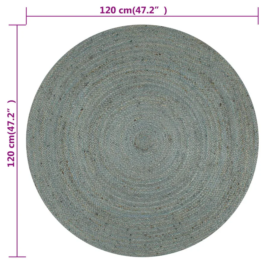 Tapis fait à la main Jute Rond 120 cm Vert olive - 6