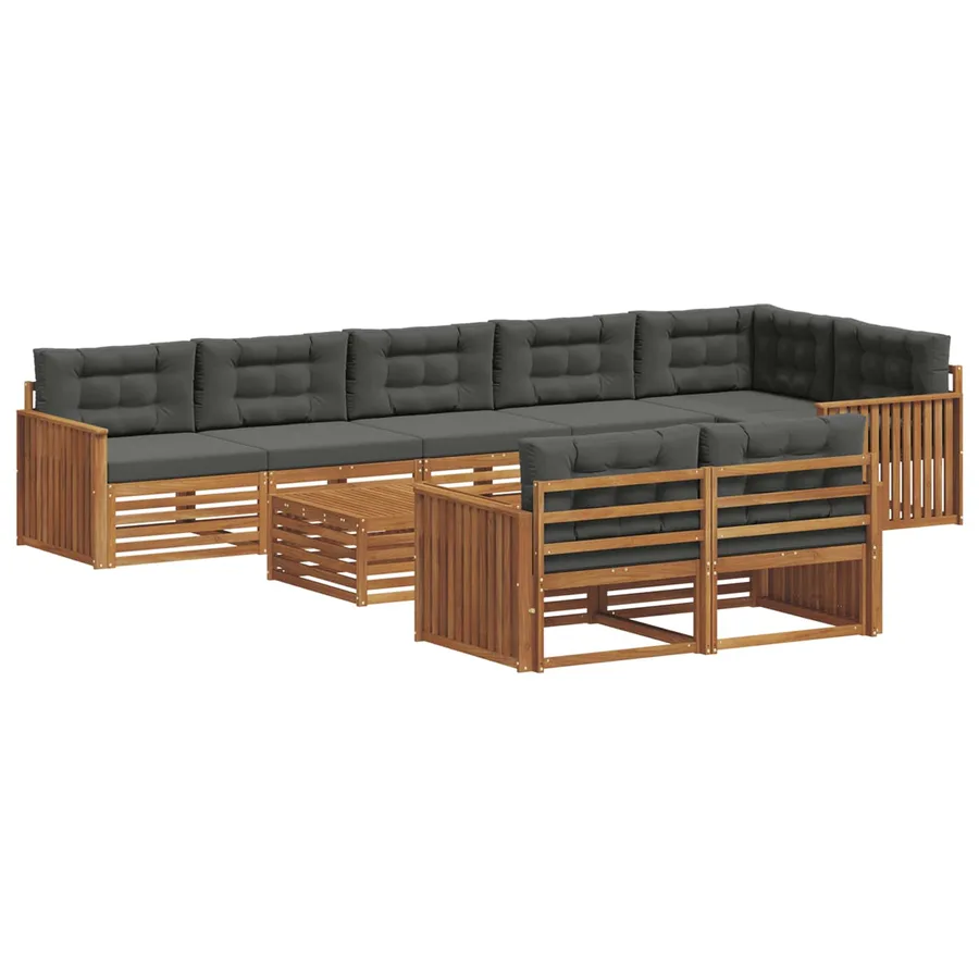 Ensemble de canapés d'extérieur 9 pcs Naturel et Anthracite - 2