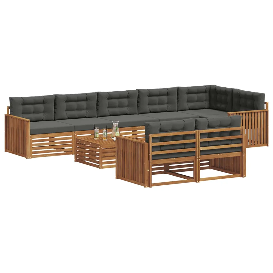Ensemble de canapés d'extérieur 9 pcs Naturel et Anthracite - 3