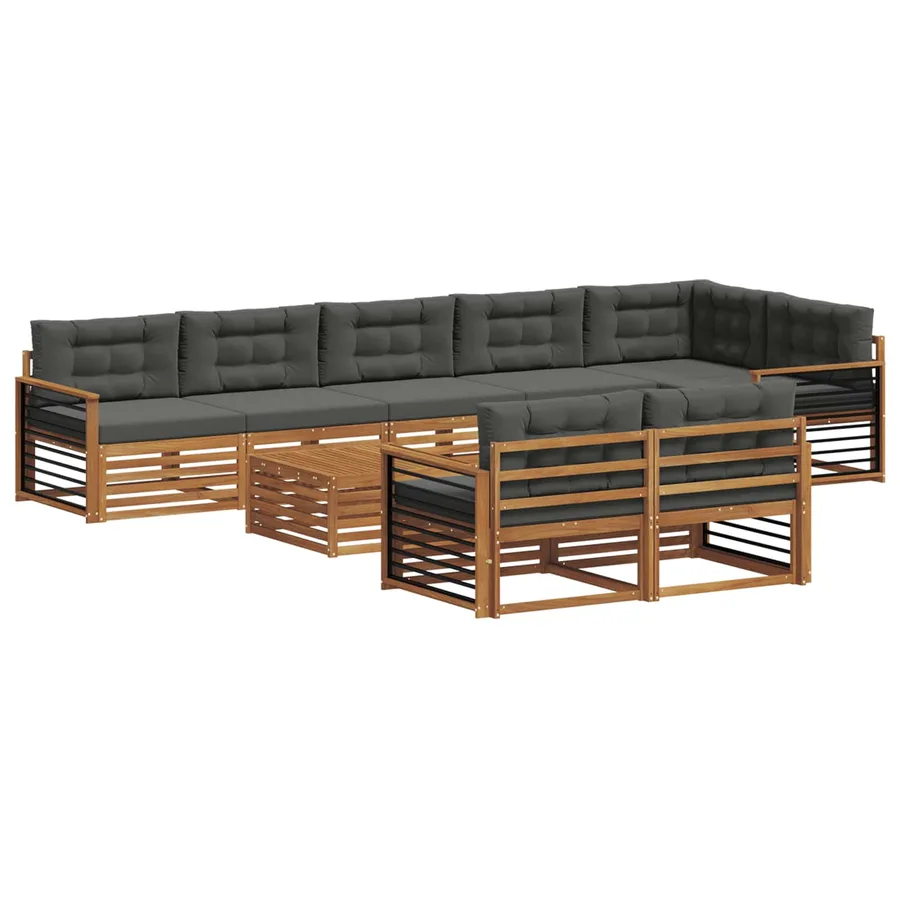 Ensemble de canapés d'extérieur 9 pcs Naturel et Anthracite - 2