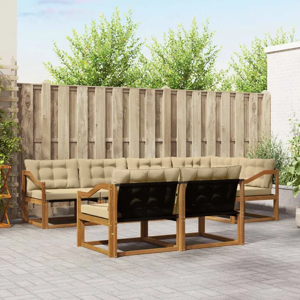 Ensemble de canapés d'extérieur 7 pcs Naturel et Beige