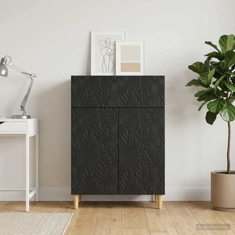 Buffet Noir 66 x 34,5 x 90 cm Bois d'ingénierie
