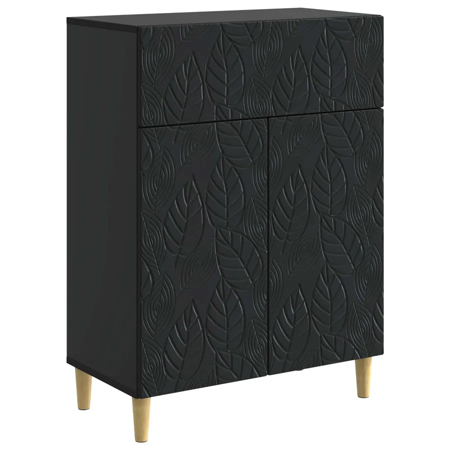 Buffet Noir 66 x 34,5 x 90 cm Bois d'ingénierie - 2