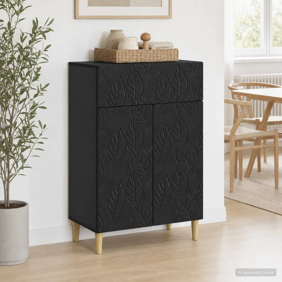 Buffet Noir 66 x 34,5 x 90 cm Bois d'ingénierie - 3