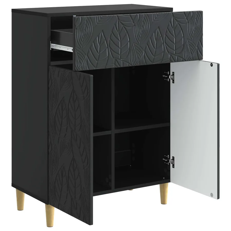 Buffet Noir 66 x 34,5 x 90 cm Bois d'ingénierie - 4