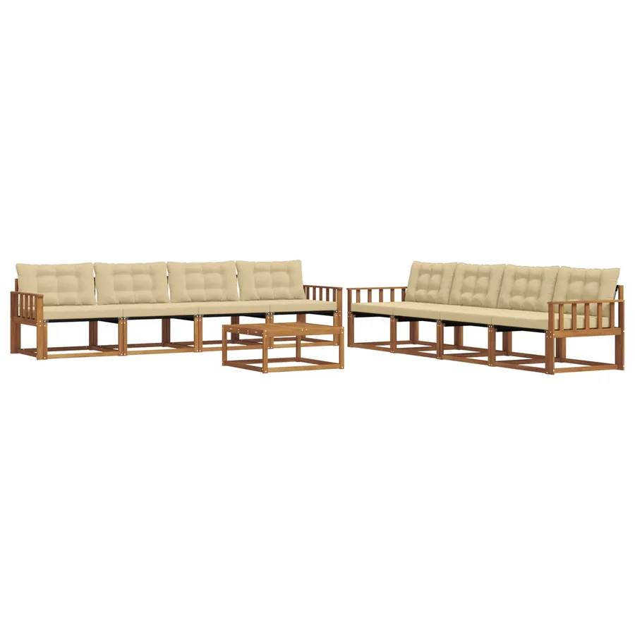Ensemble de canapés d'extérieur 9 pcs Naturel et Beige - 2