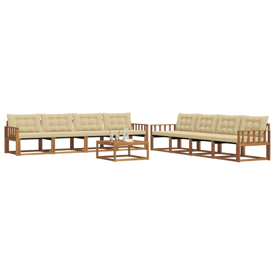 Ensemble de canapés d'extérieur 9 pcs Naturel et Beige - 3