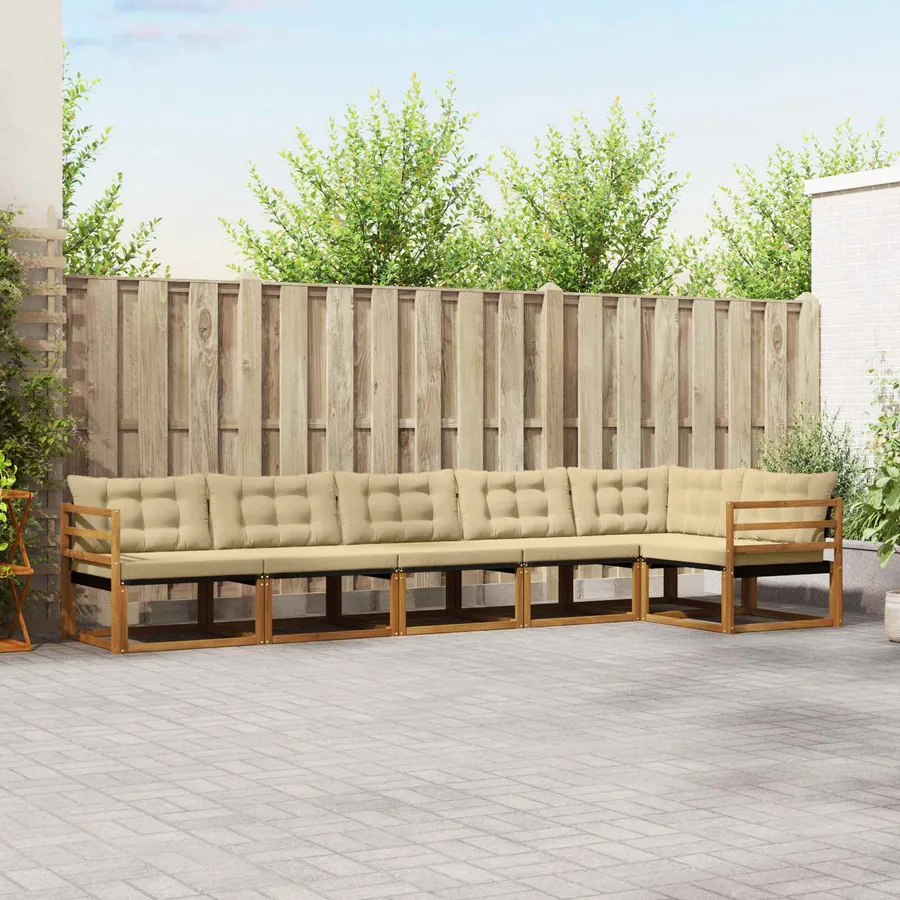 Ensemble de canapés d'extérieur 6 pcs Naturel et Beige