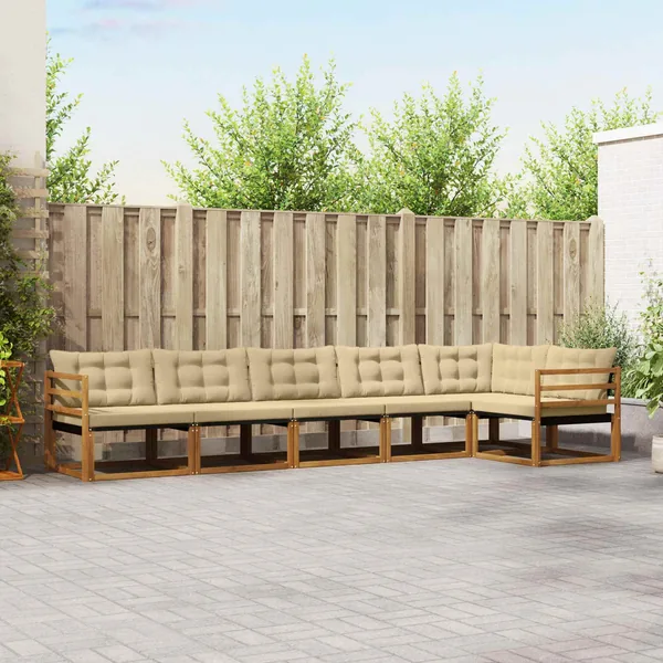 Ensemble de canapés d'extérieur 6 pcs Naturel et Beige