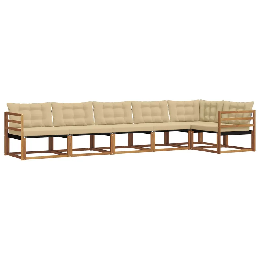 Ensemble de canapés d'extérieur 6 pcs Naturel et Beige - 2