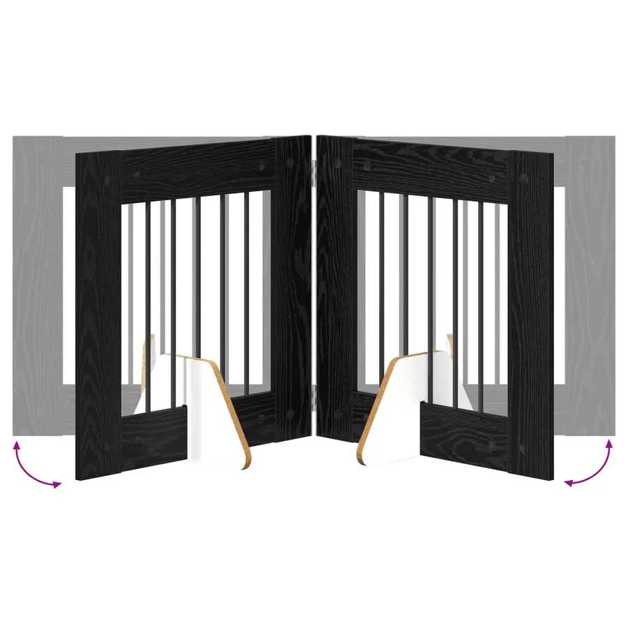 Porte de chien pliable avec supports 6 pcs Chêne noir 362 cm - 6