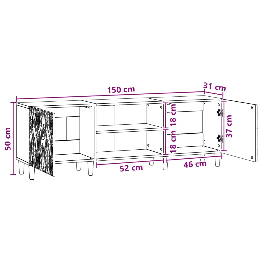 Meuble TV 150 x 31 x 50 cm Blanc Bois d'ingénierie - 8