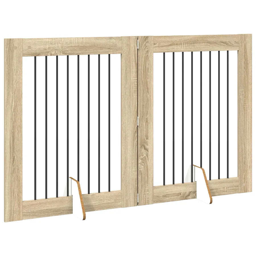 Porte de chien pliable avec supports 2 pcs Chêne Sonoma - 3