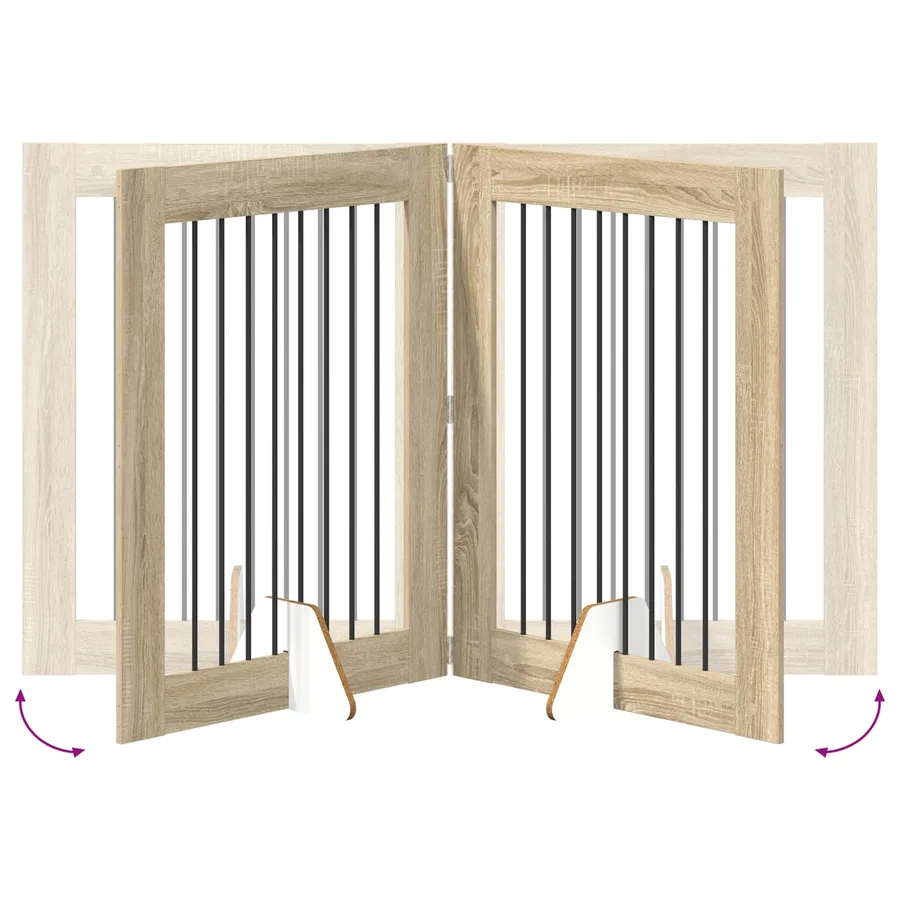 Porte de chien pliable avec supports 2 pcs Chêne Sonoma - 7