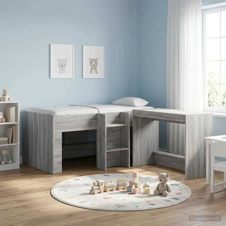 Cadre de Lit Élevé pour Enfants Sonoma gris 80 x 160 cm