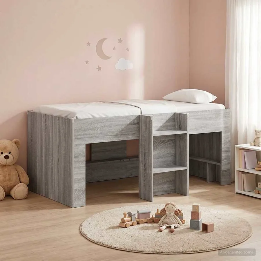 Cadre de Lit Élevé pour Enfants Sonoma gris 80 x 160 cm - 3