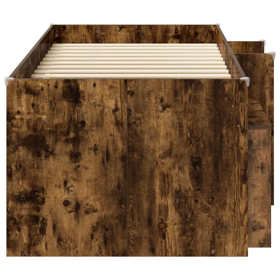 Cadre de lit en loft avec armoire avec étagère 3 pc Chêne fumé - 4
