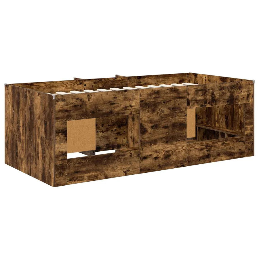 Cadre de lit en loft avec armoire avec étagère 3 pc Chêne fumé - 5