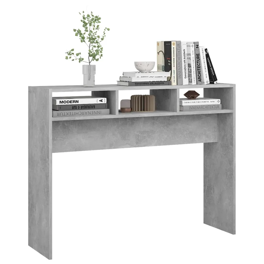 Table console gris béton 105x30x80 cm bois d'ingénierie - 6