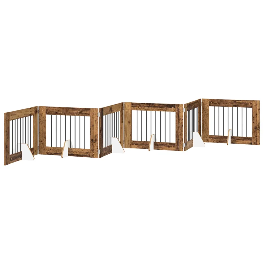 Porte de chien pliable avec supports 6 pcs Bois ancien 482 cm - 2