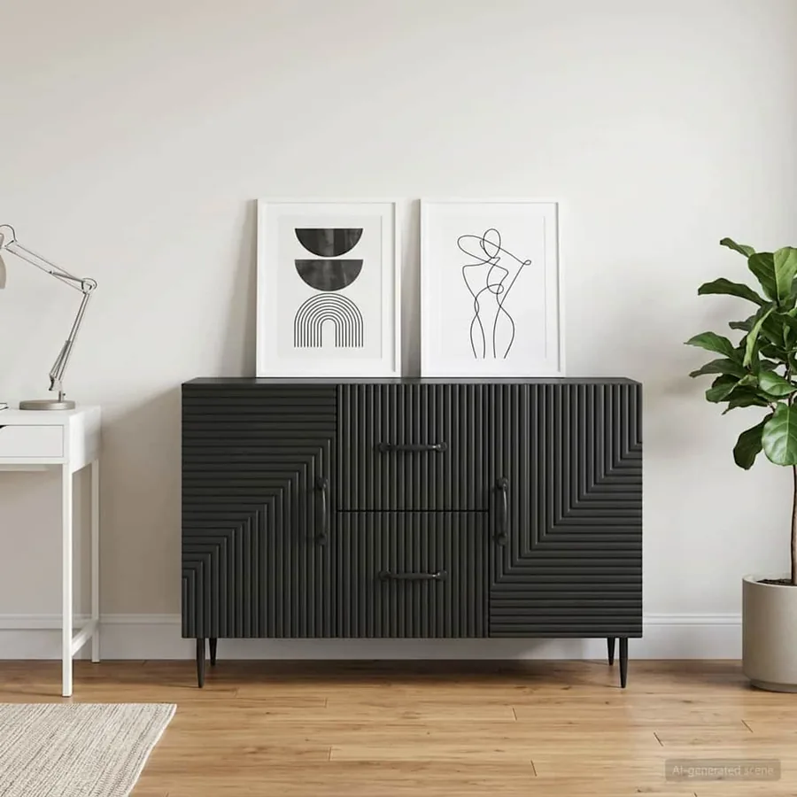 Buffet avec tiroir Noir 89 x 34,5 x 60 cm Bois d'ingénierie