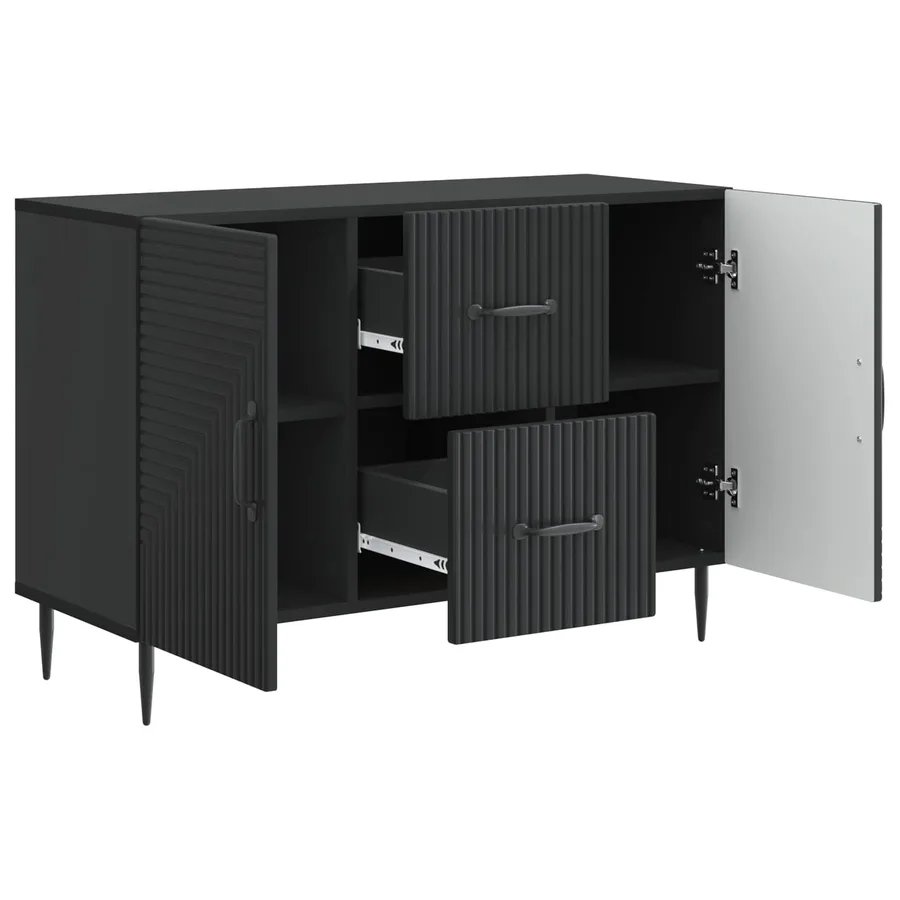 Buffet avec tiroir Noir 89 x 34,5 x 60 cm Bois d'ingénierie - 5