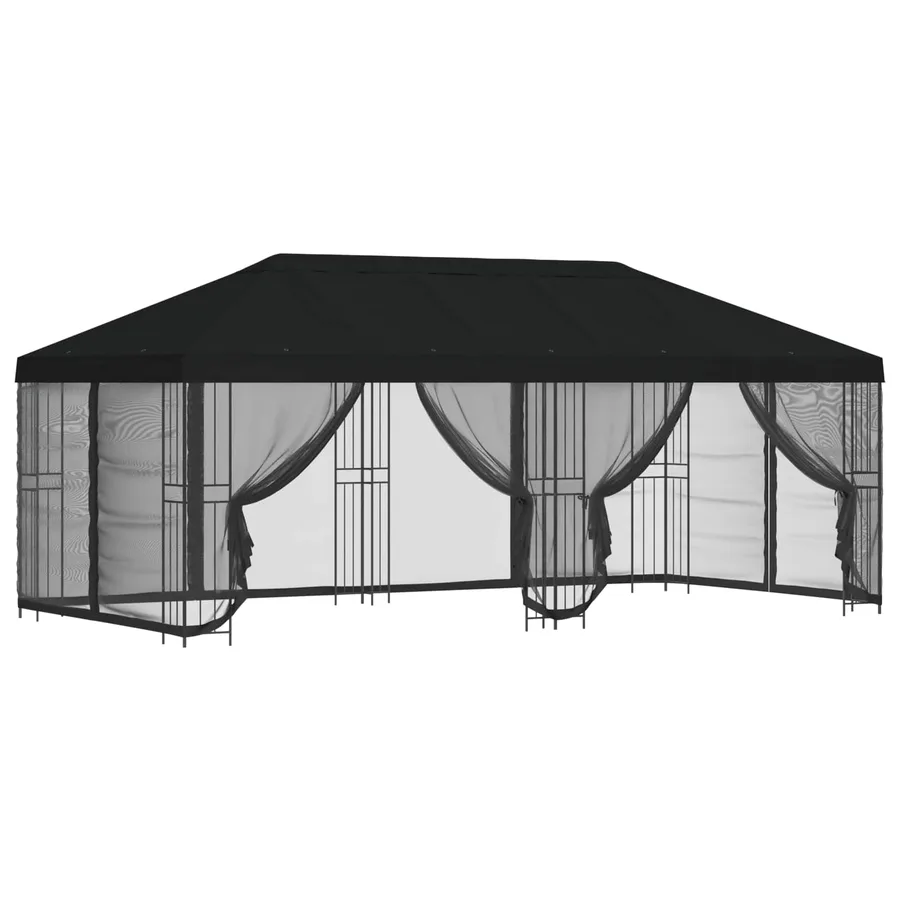 Gazebo avec murs latéraux 6 x 3 m Noir Polyester et Acier 190 - 2