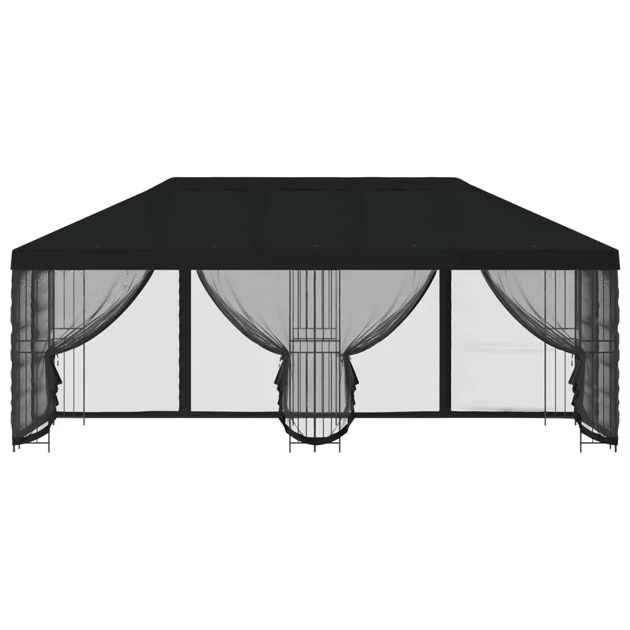 Gazebo avec murs latéraux 6 x 3 m Noir Polyester et Acier 190 - 3