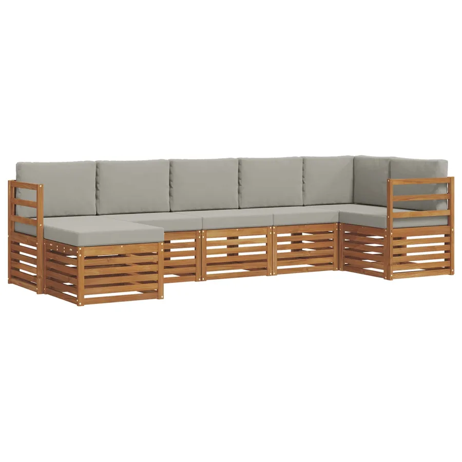 Ensemble de canapé d'angle 7 pcs Gris Naturel et Clair - 2